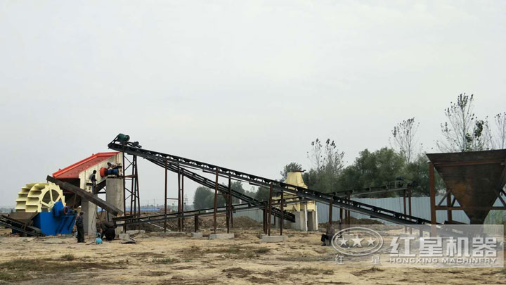 洗砂機搭配在生產(chǎn)線中，有效作業(yè)，清洗更干凈